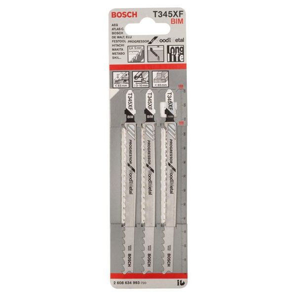 Bosch - Stichsägeblatt PRO Multi Material thick 2608634993 and thin T345XF − 10 Packung