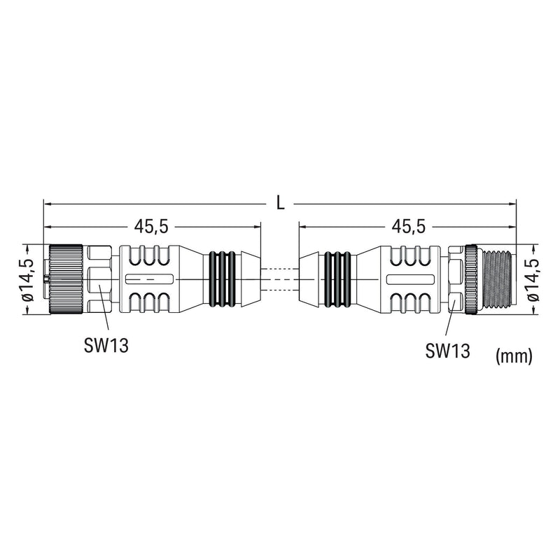 WAGO - Konfektioniertes Sensor-Aktor-Kabel Sensor-/Aktorleitung 756-6401/040-010 M12A-B., M12A-St