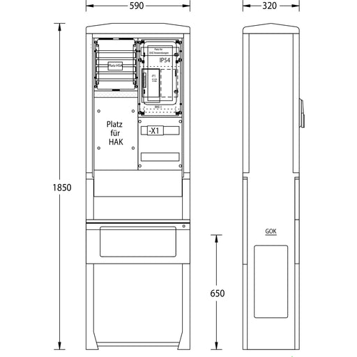 uesa - Zähler-Komplettschrank Zähleranschlusssäule ZAS-S-1-E.ON Westf.W