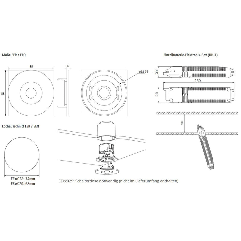 RP-Technik - Sicherheitsleuchte LED-Sicherheitsleuchte EERL029ML Einbau, Linsensystem
