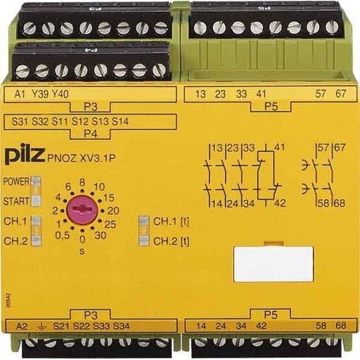 Pilz - Gerät zur Überwachung von sicherheitsgerichteten Stromkreisen Not-Aus-Schaltgerät PNOZ XV3.1P #777532 3/24-240ACDC3no1nc2n
