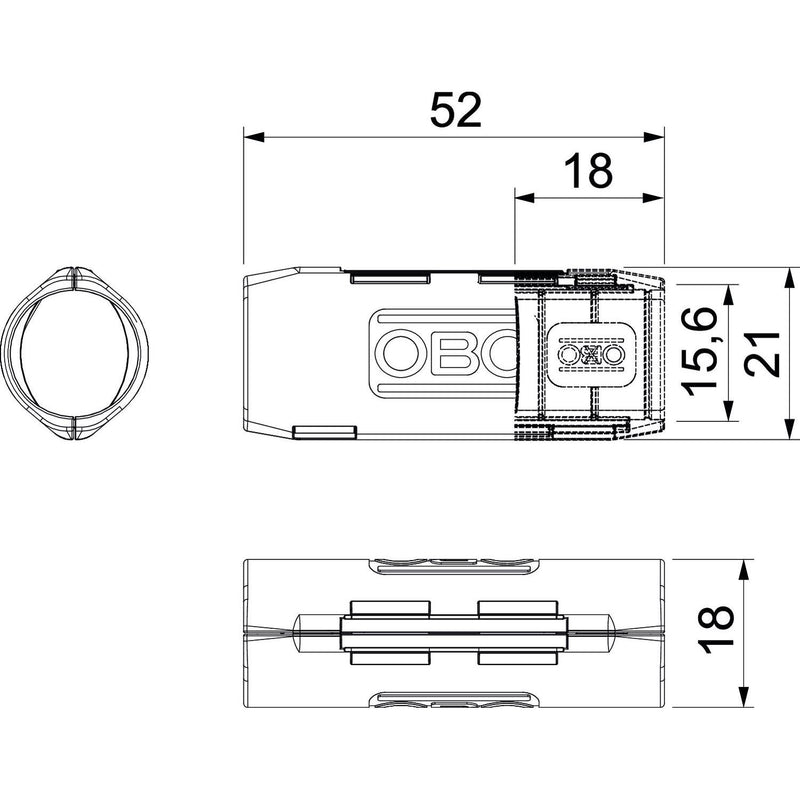 OBO Bettermann - Muffe für Installationsrohre Quick-Pipe-Verbind.-muffe 3000 MMS M16 RW − 10 Stück