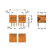 WAGO - Leiterplattensteckverbinder THT-Stiftleiste Lötstift 734-262 1,0x1,0,abgew.,or − 200 Stück