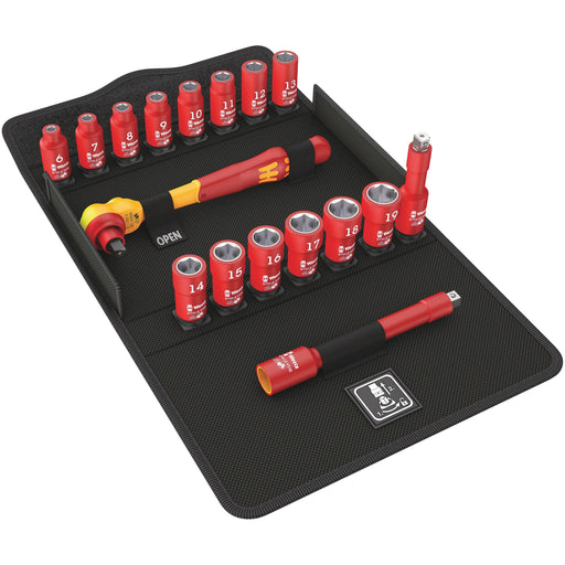 Wera - Steckschlüsselset VDE Zyklop-Knarrensatz 05004970001 3/8 Zoll, 17 tlg