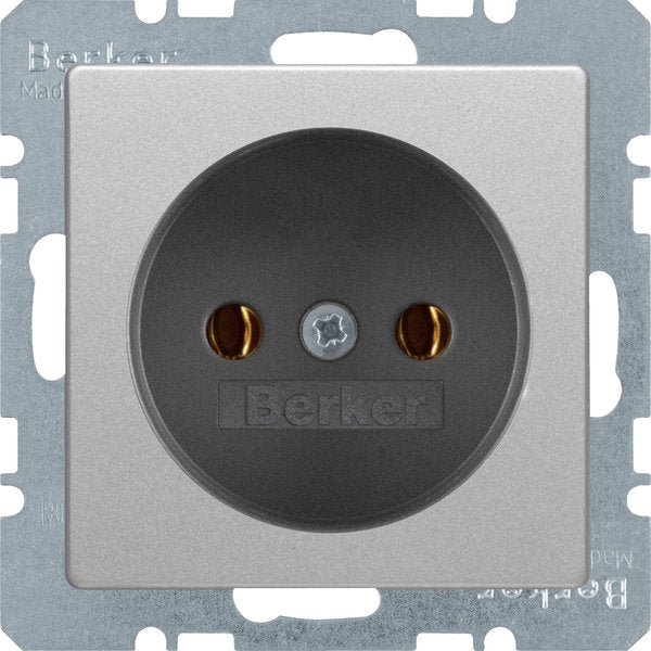 Berker - Steckdose alu/samt 6161036084 ohne Schutzkontakt