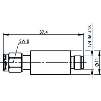 Telegärtner - Pegelsteller SMA-Dämpfungsglied 10 dB 100024830 2W 3 GHz (m-f)