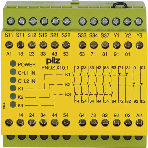 Pilz - Gerät zur Überwachung von sicherheitsgerichteten Stromkreisen Not-Aus-Schaltgerät PNOZ X10.1 #774749 24VDC 6n/o 4n/c 6LED