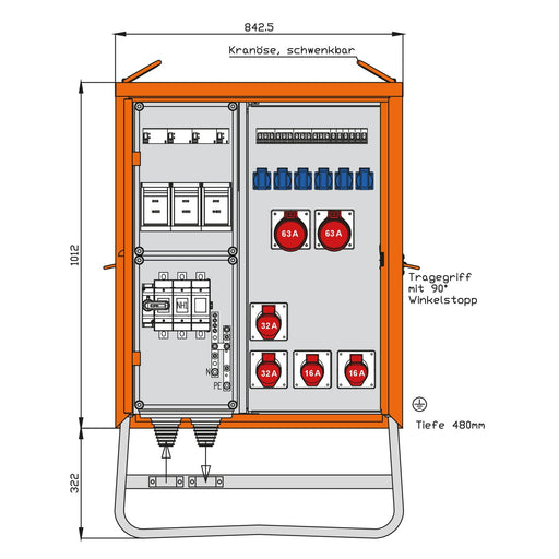 Walther Werke - Baustromverteiler Verteilerschrank WV0528R1 111kVA