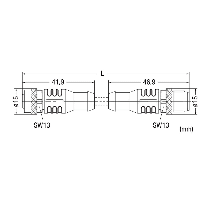 WAGO - Konfektioniertes Sensor-Aktor-Kabel Sensor-/Aktorleitung M12A 756-5401/030-020 Bu.,ax.,M12A-St.,ax