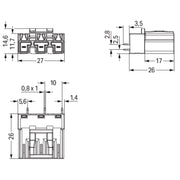 WAGO - Leiterplattensteckverbinder Stecker für Leiterplatten 770-853 3-polig,grau − 100 Stück