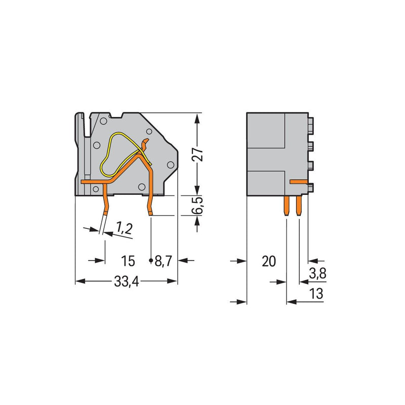WAGO - Leiterplattenklemme Anreihbare Leiterplattenk. 745-884/006-000 16mm² − 50 Stück