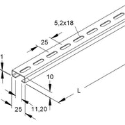 Niedax - Stiel/Profilschiene Reihenschiene 2913/2 GL − 2 Meter