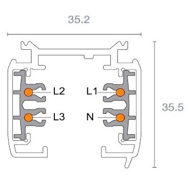 Abalight - Stromschiene 3-PH-Stromschiene TRACK-Profil-2000-W 2m, weiß