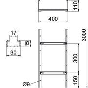 OBO Bettermann - Kabelleiter SLCS 1140 3 FT Sprosse ungelocht − 3 Meter