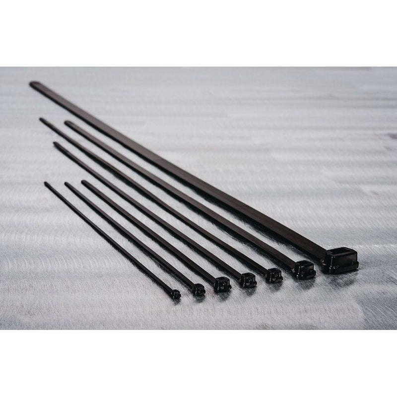HellermannTyton - Kabelbinder X80L-PA66W-BK (100) 385x4,65 mm, schwarz − 100 Stück