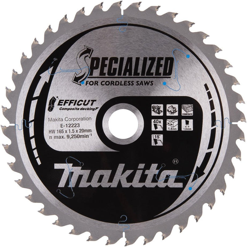 Makita - Kreissägeblatt Sägeblatt E-12223 165x20x40Z, EFFICUT