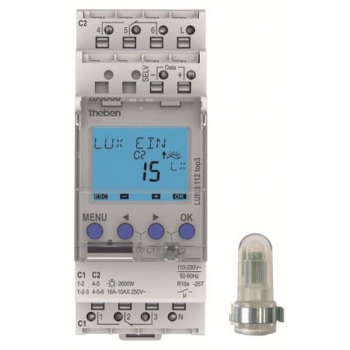 Theben - Dämmerungsschalter Reiheneinbau Dämmerungsschalter LUNA 112 top3 AL m.Aufbaulichtsensor