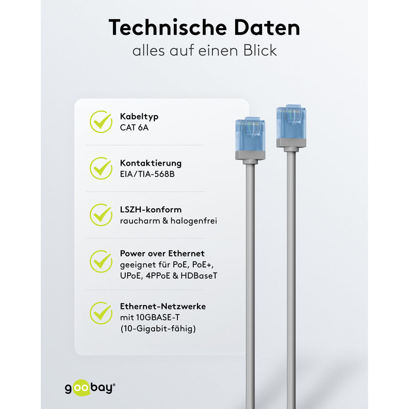 Goobay - Patchkabel Kupfer Patchkabel U/UTP Cat6 74222 Ultraflexibel,slim,g