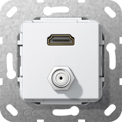 Gira - Einsatz/Abdeckung für Kommunikationstechnik UP Tragring HDMI und SAT 567503 F-Buchse rws