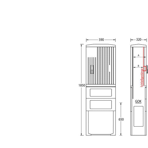 uesa - Gehäuse/Schaltschrank (leer) Säule A070-1850 1850x590x320mm