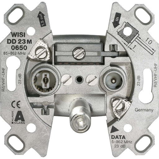 Wisi - Antennensteckdose Durchgangsdose, 23 dB DD23M0650 3-Loch, UM,KDG zert