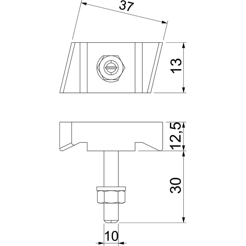 OBO Bettermann - Hammerkopfschraube Hakenkopfschraube MS50HB M10x30 ZL M10x30mm − 50 Stück