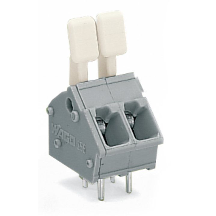 WAGO - Leiterplattenklemme 256-402/333-000 Drücker,2,5 mm²,grau − 100 Stück