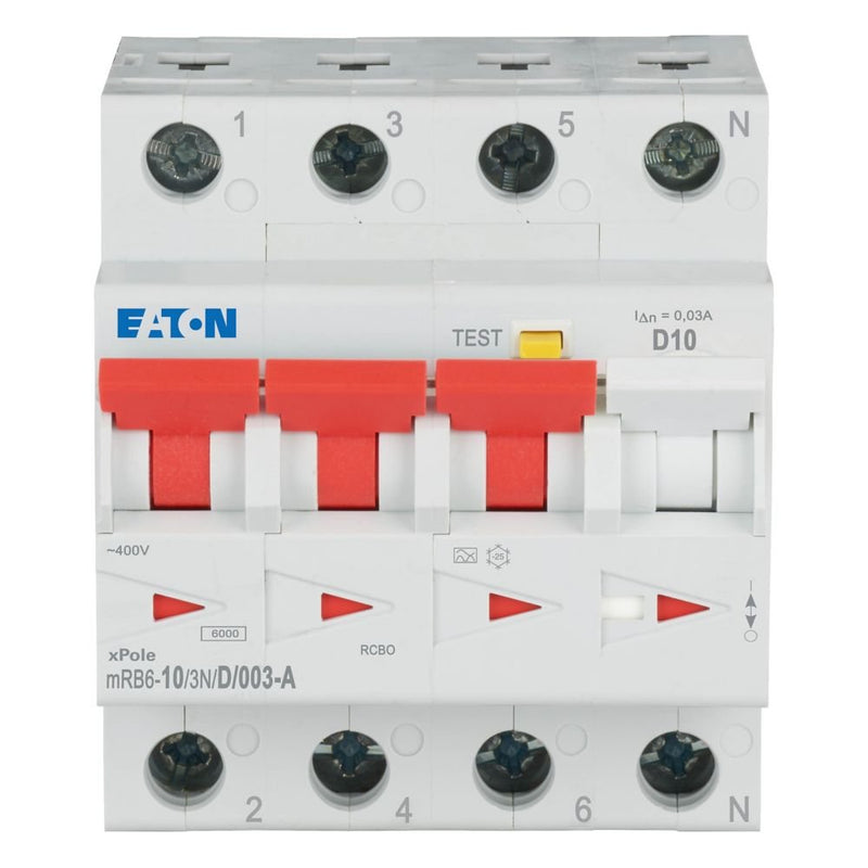 Eaton - Kombination FI-Schalter/Leitungsschutzschalter FI/LS Kombination mRB6-10/3N/D/003-A 10A 30mA