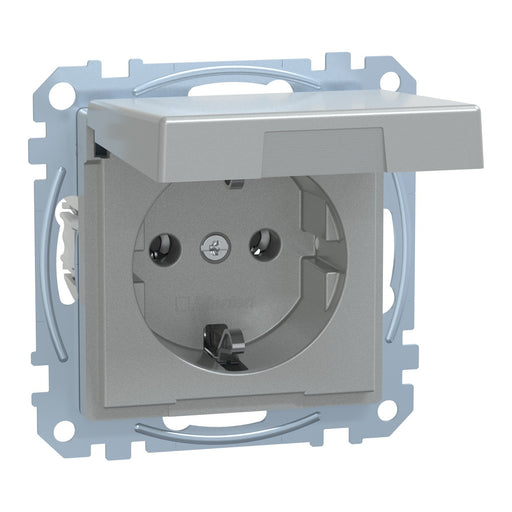 Merten - Steckdose SCHUKO-Steckdose alu MEG2311-0460 Klappdeckel
