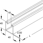 Niedax - Stiel/Profilschiene Ankerschiene 2988/6 BO − 6 Meter