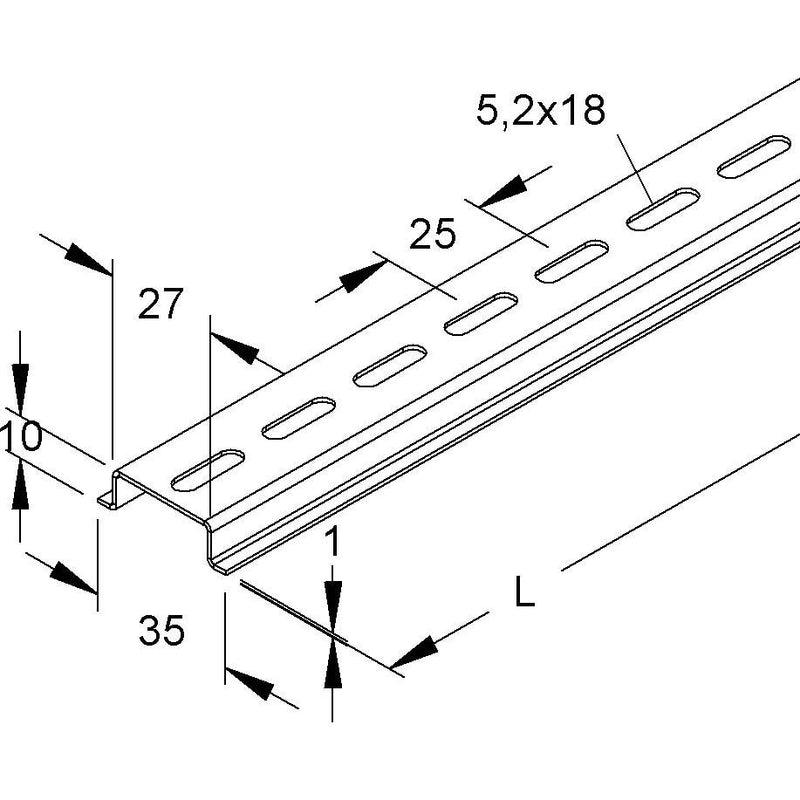 Niedax - Tragschiene 2935/2 GL − 2 Meter