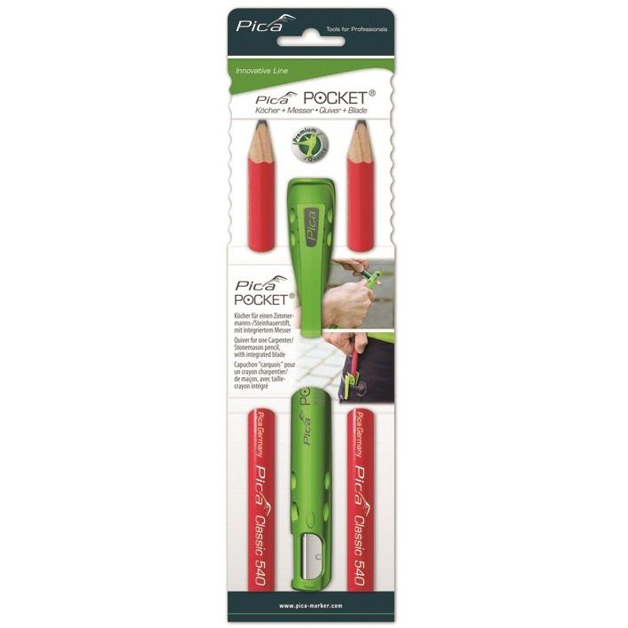 Pica-Marker - Markierungsstift POCKET Köcher/ Messer 505/01 Zimmermannstift 24cm − 10 Stück