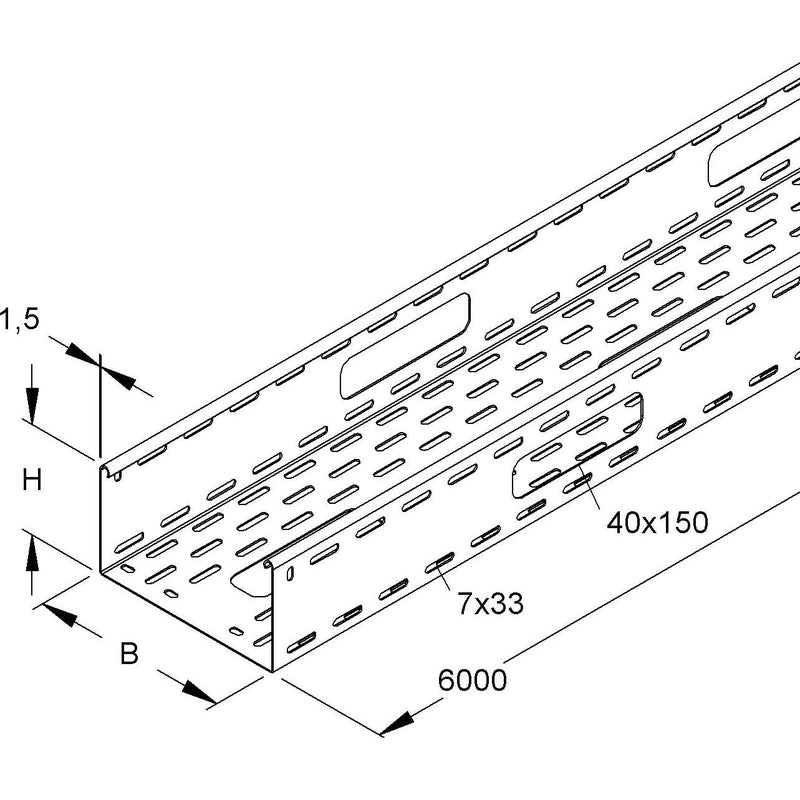 Niedax - Kabelrinne Verteilerrinne RSV 110.150/6 S OV 110x150x6000mm − 12 Meter