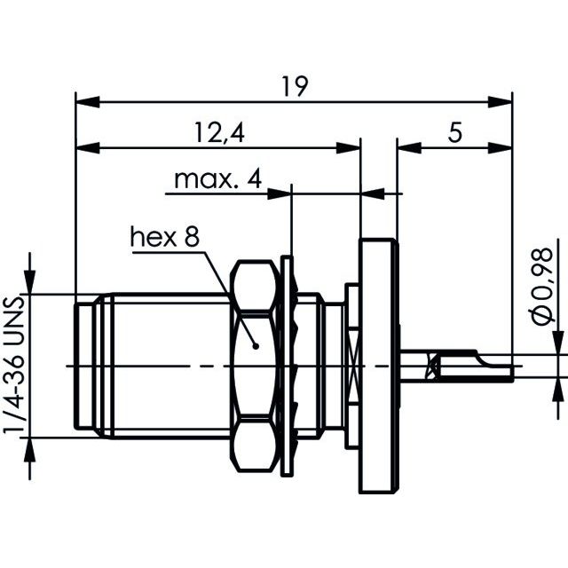 Telegärtner - Koax-Steckverbinder SMA-Einbaubuchse AU 50Ohm 100024671 mit Dichtring