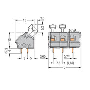 WAGO - Leiterplattenklemme 256-518 Drücker,2,5 mm²,grau − 5 Stück