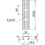 OBO Bettermann - Stiel/Profilschiene Profilschiene AMS3518P2000FS Langl.35x18 mm − 2 Meter