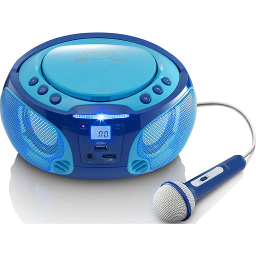 LENCO - Radio-Recorder UKW-Radio CD/MP3 tragbar SCD-650 blue USB,Mikrofon