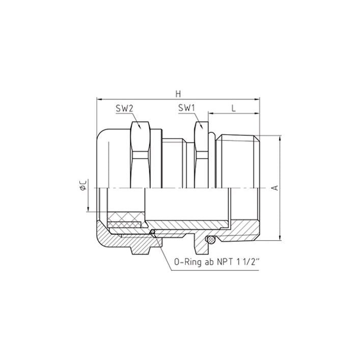 Jacob - Kabelverschraubung PERFECT Kabelverschraubung 50.114/EMV/R EMV NPT 1/4 − 100 Stück