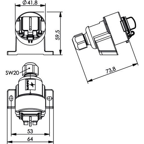 Telegärtner - Modularer Steckverbinder Anschlussdose 100022949 1xRJ45, Cat.6