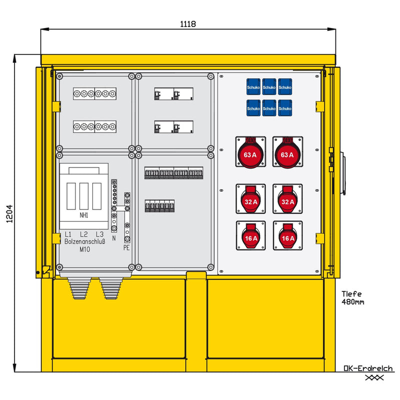 Walther Werke - Baustromverteiler Indus .u. Marktplatzvert. 83210400 mit 4 RCDs TypA,10LS
