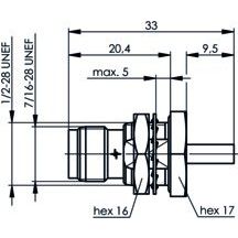 Telegärtner - Koax-Steckverbinder R-TNC Einbaubuchse 100023805 G7 RG-316/U − 5 Stück