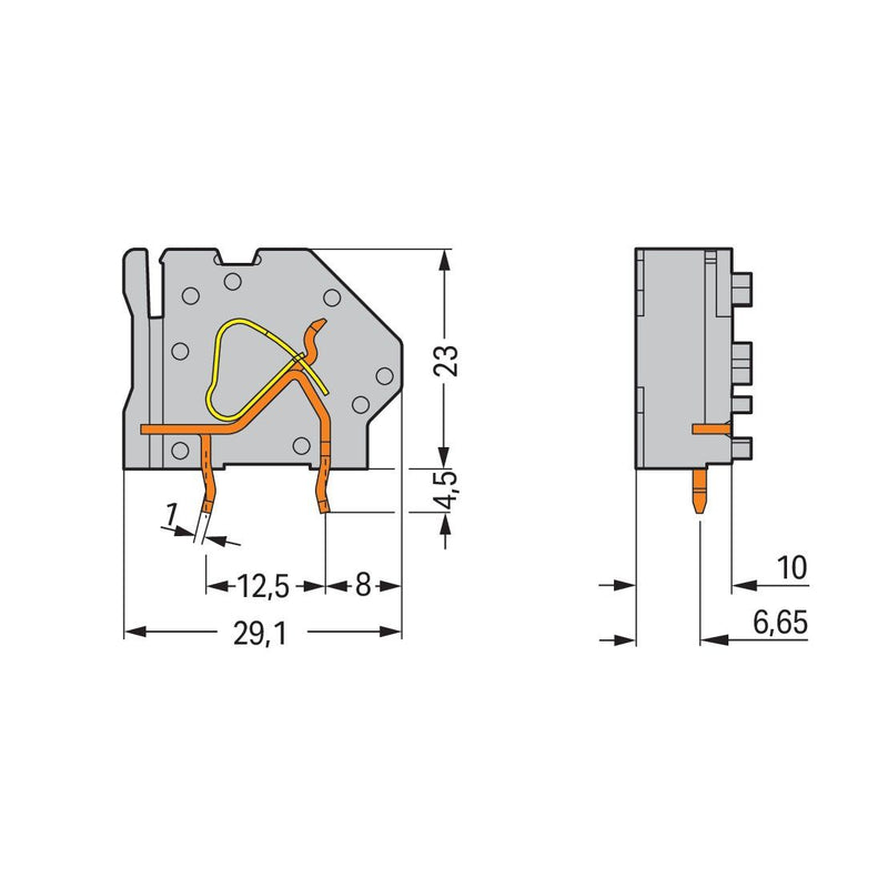WAGO - Leiterplattenklemme Anreihbare Leiterplattenk. 745-844 6mm² − 50 Stück