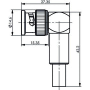 Telegärtner - Koax-Steckverbinder BNC-Kabelwinkelstecker 100023506 Crimp G2 (RG-59B/U)
