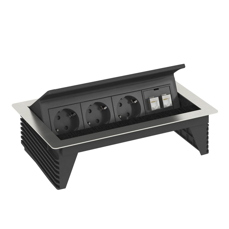 OBO Bettermann - Multi-Tischsteckdose Deskbox DBK2-D4 D3S2K klappbar