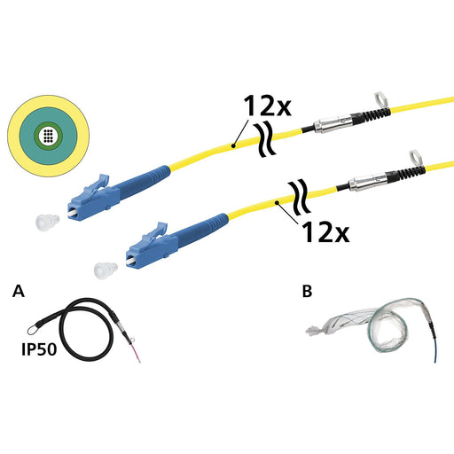 Metz Connect - System-Patchkabel LWL Universalkabel 152U129JJ5100G 12xOS2, LC-LC, 100m