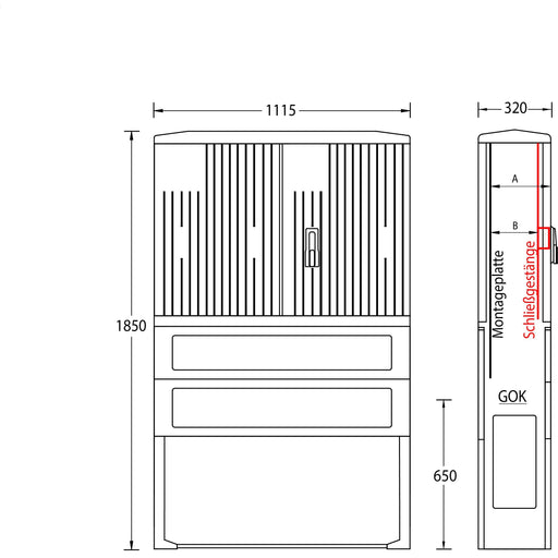 uesa - Gehäuse/Schaltschrank (leer) Säule A120-M-1850 1850x1115x320mm