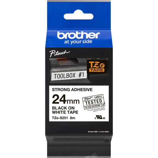 Brother - Schriftband Beschriftungsband TZe-S251 weiß/schwarz 24 mm