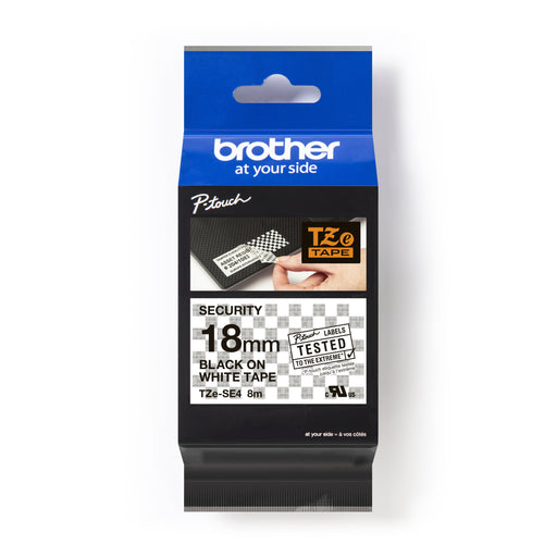Brother - Schriftband Beschriftungsband TZe-SE4 weiß/schwarz 18 mm