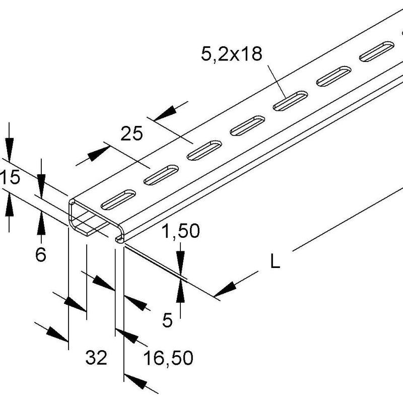 Niedax - Tragschiene 2932/4 GL − 40 Meter
