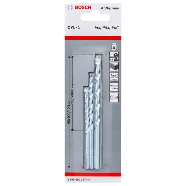 Bosch - Bohrer-Set 3-tlg. CYL-1 2608590127 Steinbohrer-Set